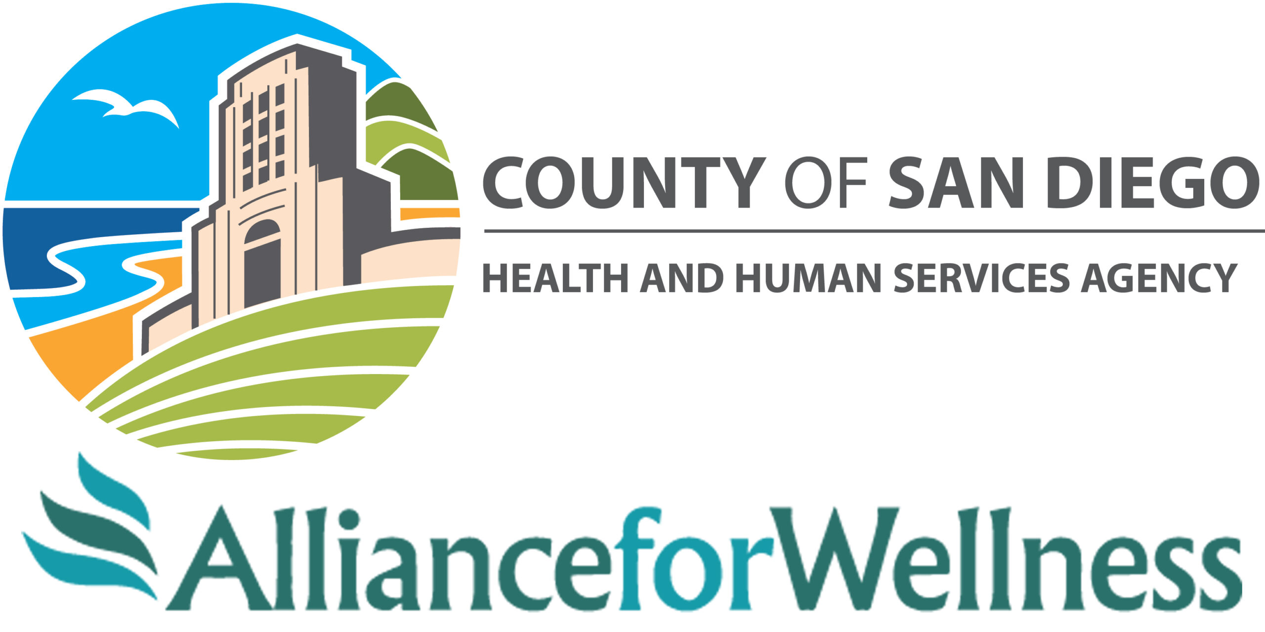 County Logo HHSA + Alliance For Wellness